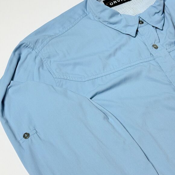 Orvis Men’s Long Sleeve Vented Fishing Camp Shirt Blue Polyamide Size L (A7) - Picture 8 of 12